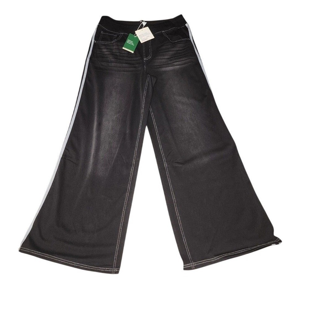 HALARA Flex High Rise Wide Leg Jeans Black Petite L Stretch Denim NWT